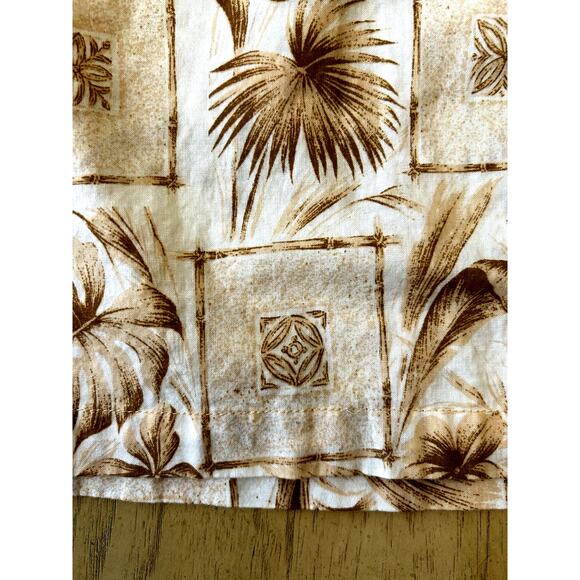 Mens Hawaiian XL SHIRT BROWN Tiki Floral Palm pocket Casual Life 100% Cotton - Picture 5 of 9